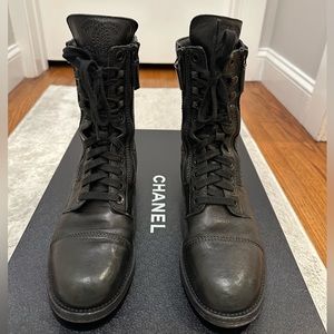 Chanel Leather Combat Boots - Worn only a few times - US size 9